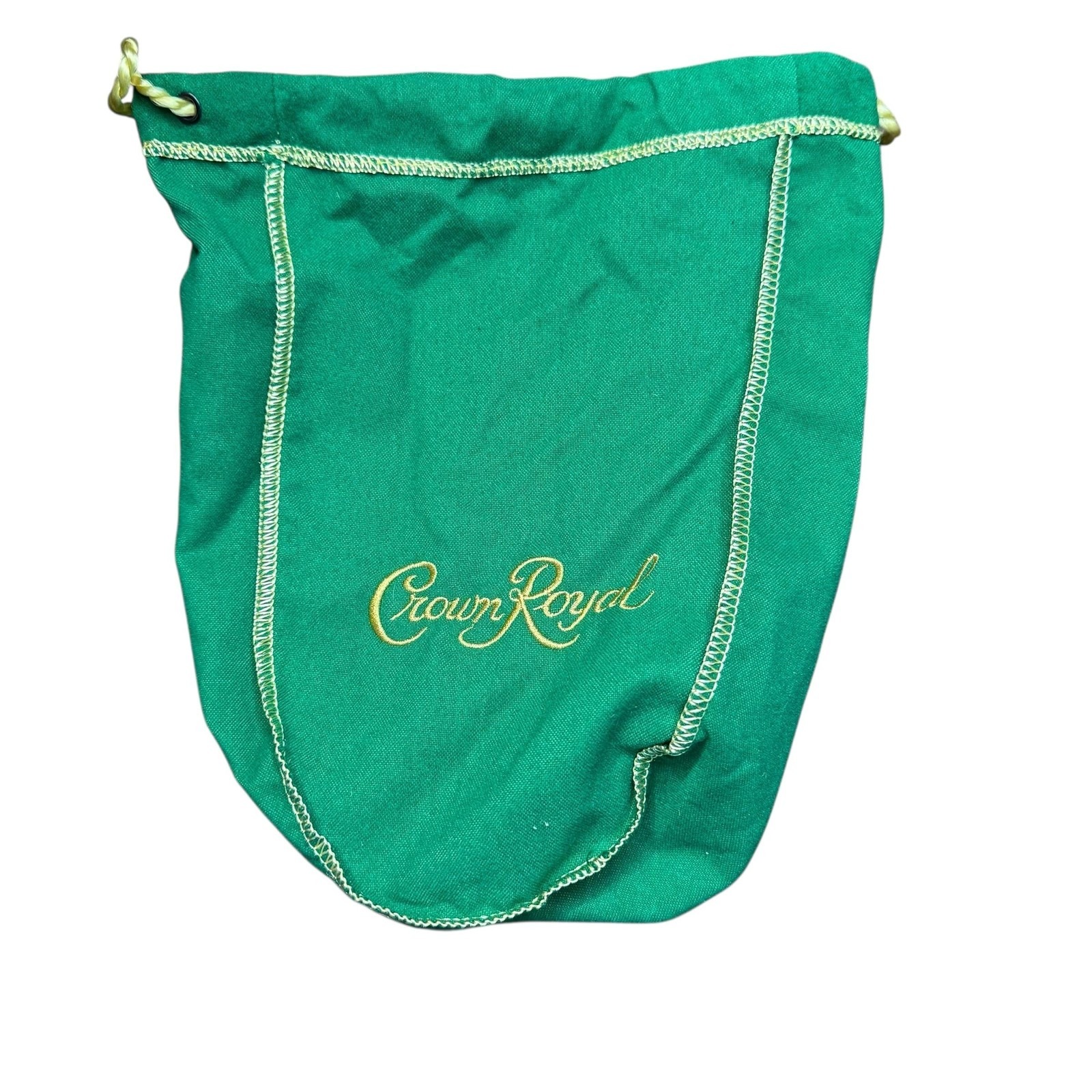 Crown Royal Green Drawstring Bag Pouch Gold Trim Embroidered Logo Empty Cloth